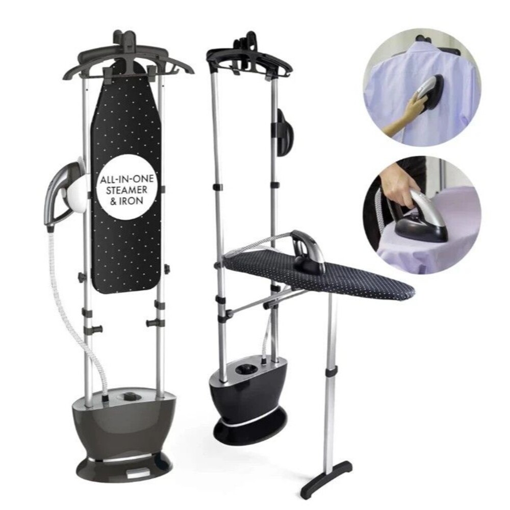Steam & Go SAG399 Professional Garment Steamer Iron Built-In Ironing Board Black